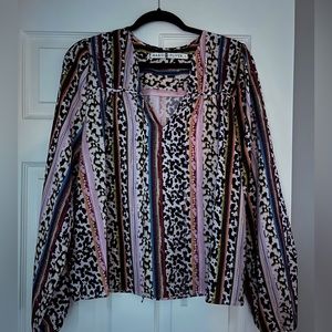 Bright printed Marie Oliver top v neck with neck ties